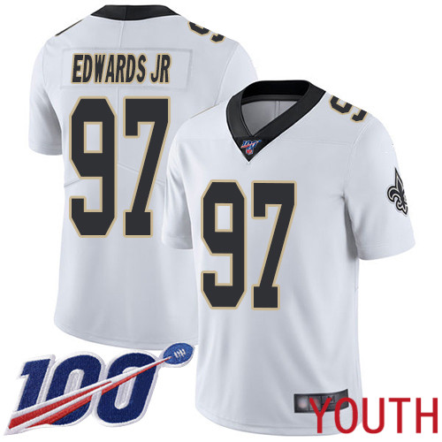 New Orleans Saints Limited White Youth Mario Edwards Jr Road Jersey NFL Football #97 100th Season Vapor Untouchable Jersey